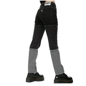 Ragged Jeans Shade Colorblock Mid Rise Fray Jean‎ in Carbon Size 26